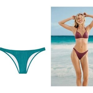 VS Large NWT High Leg Teal Ribbed Cheeky BOTTOM